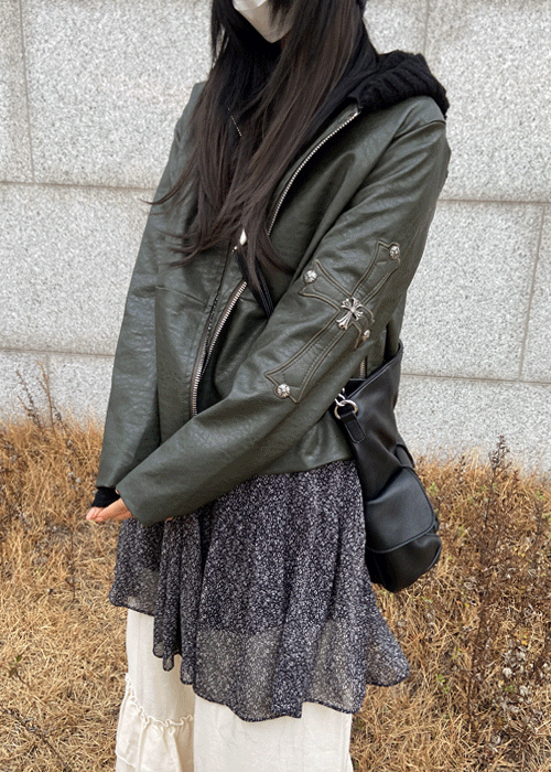 [당일출고] chrome leather JK (2color)