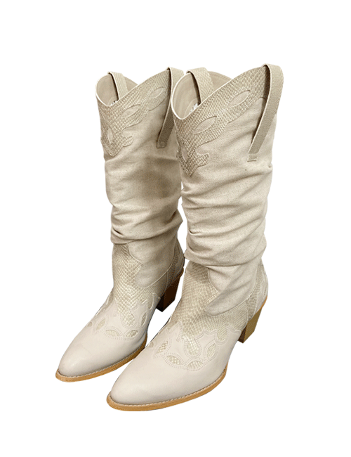 [pick] Linen western boots (2color)