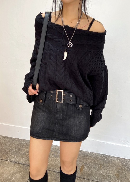 [30%] mimi denim skirt [black jeans]