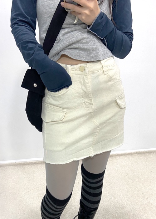 cotton cargo skirt (2color)